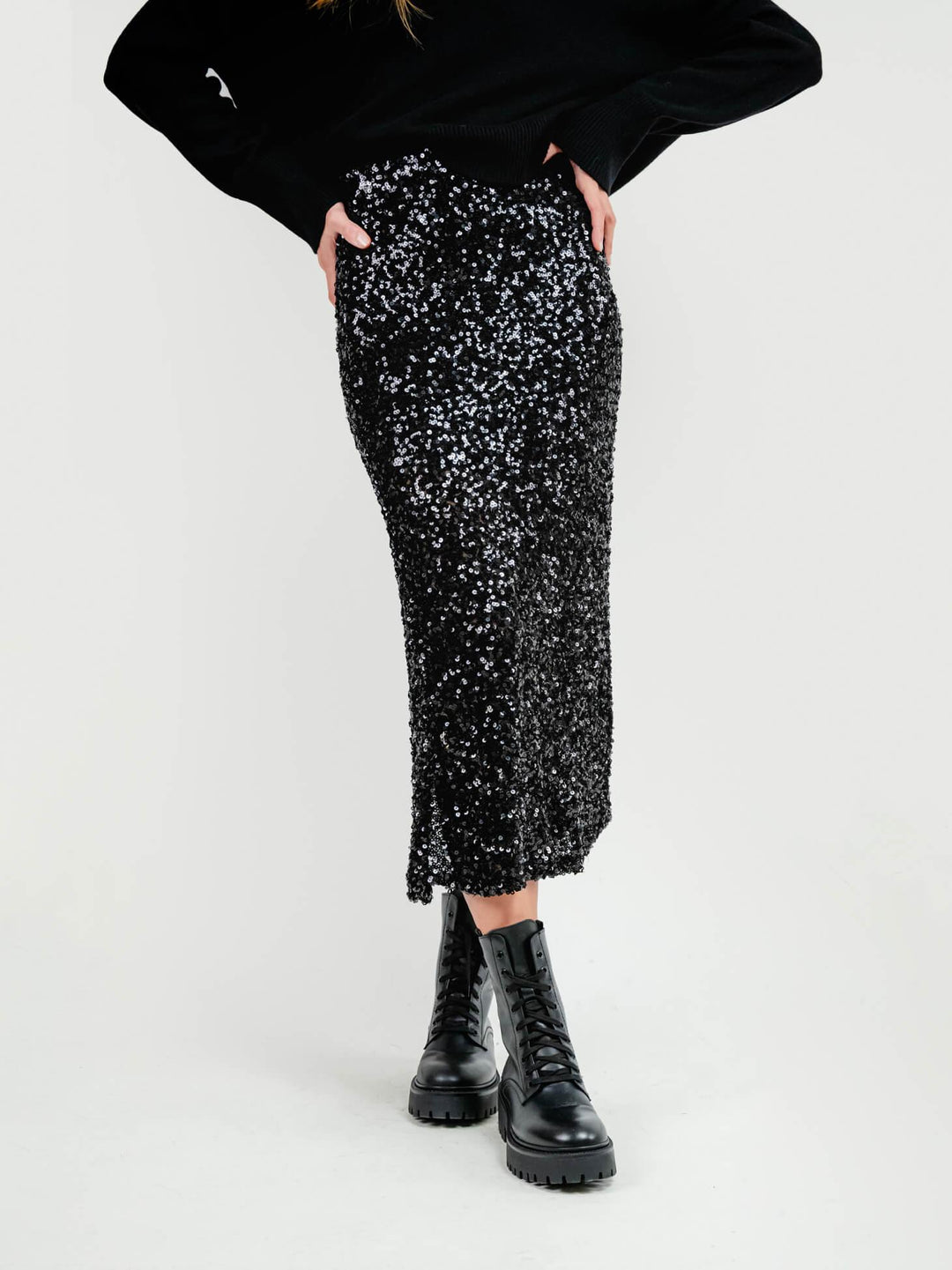 LONGUETTE CON PAILLETTES NERA G247132/03651 1405 ANDREA MORANDO 