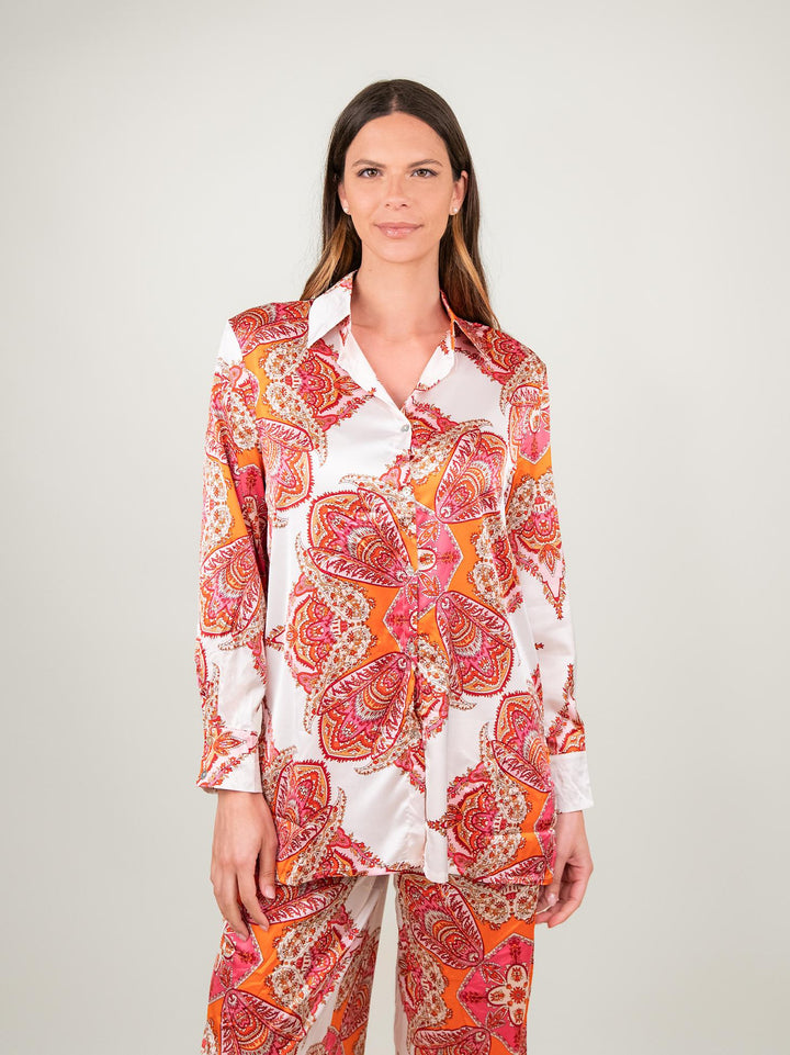 CAMICIA CAFTANO FANTASIA ROSA E BIANCO 1289 ROSA ANDREA MORANDO 