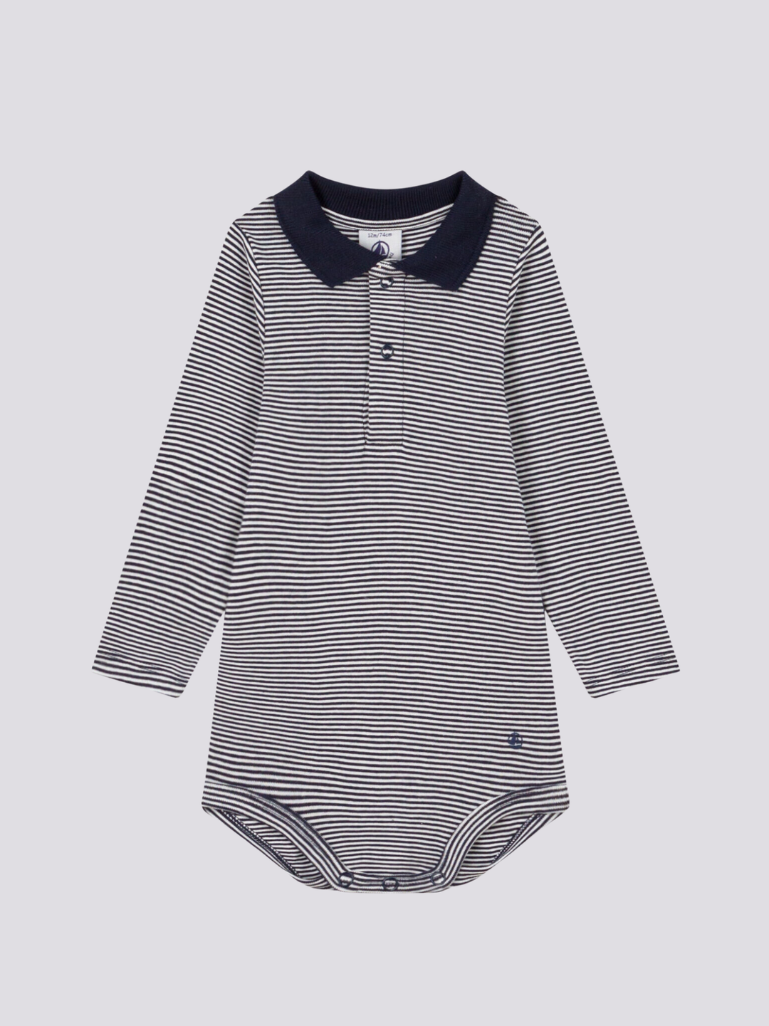 BODY A MANICA LUNGA A RIGHE CON COLLETTO IN COTONE PER BEBÈ A095W 01 PETIT BATEAU 