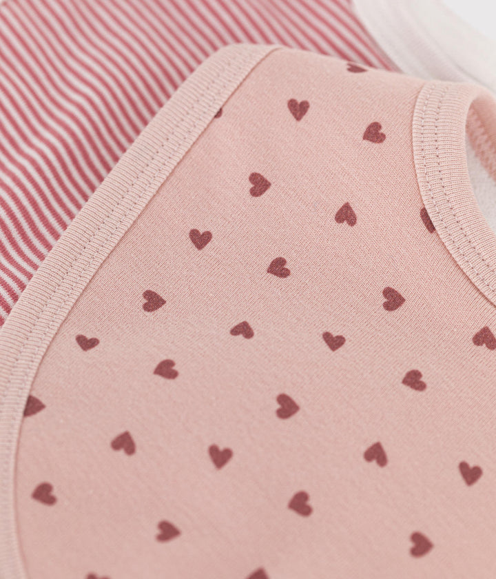 Confezione da due bavaglini righe e cuori A0ATG 03 PETIT BATEAU 