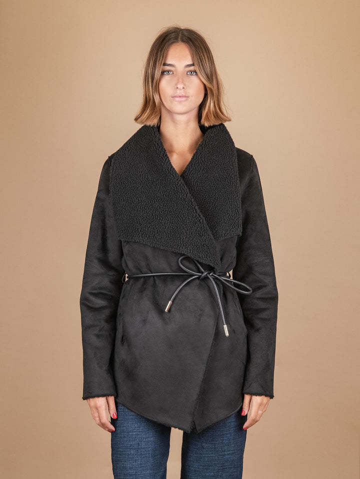 GIACCA KIMONO IN ECO-MONTONE  NERO B361MONT 024 ANDREA MORANDO 
