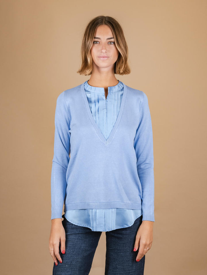 maglia+ camicia plissè 2351011 082 ANDREA MORANDO 