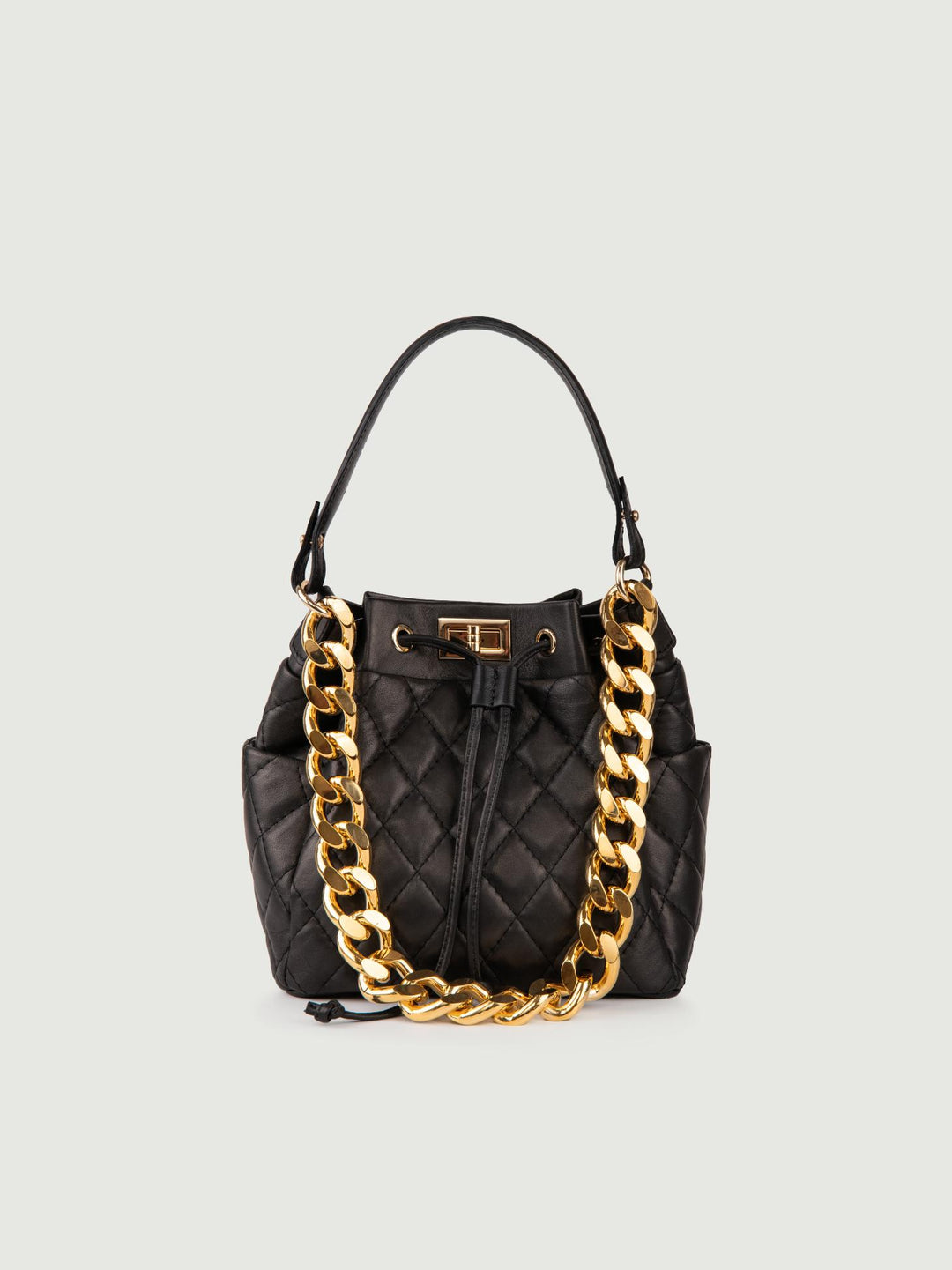 SECCHIELLO IN PELLE TRAPUNTATA MINI BUCKET MINI BUCKET NERO BIMOR 