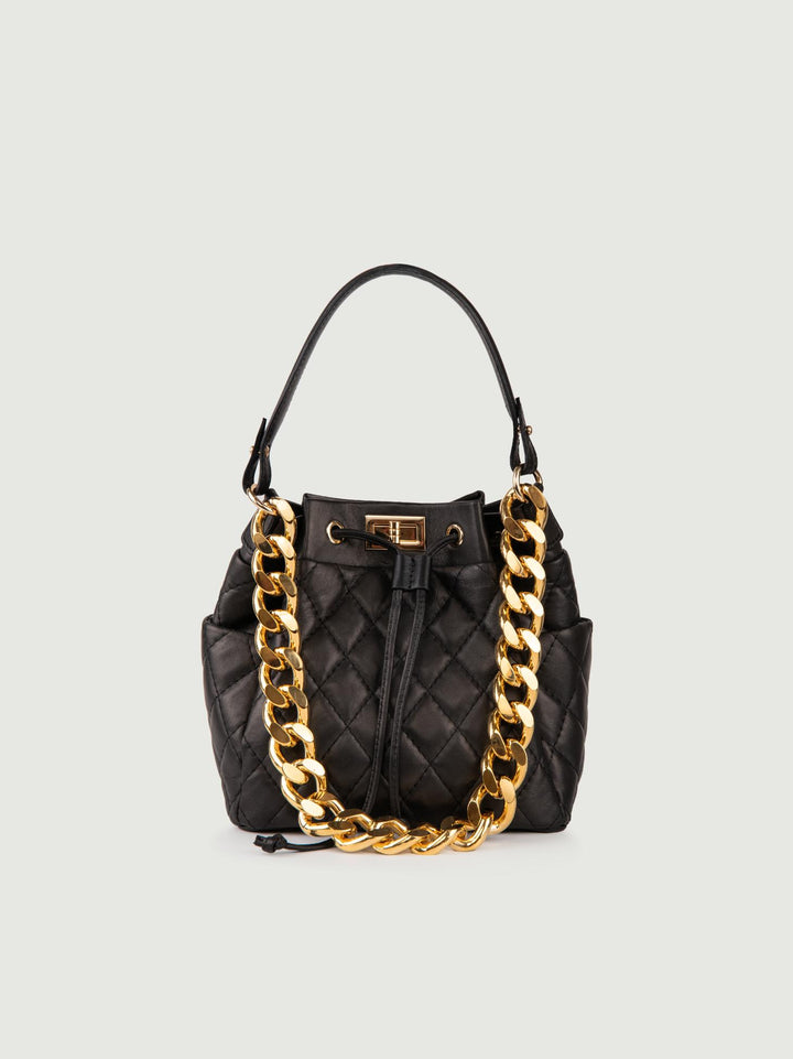 SECCHIELLO IN PELLE TRAPUNTATA MINI BUCKET MINI BUCKET NERO BIMOR 