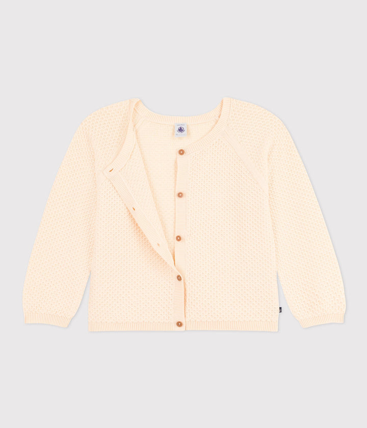 CARDIGAN BEIGE IN COTONE BAMBINA A09KX 01 PETIT BATEAU 