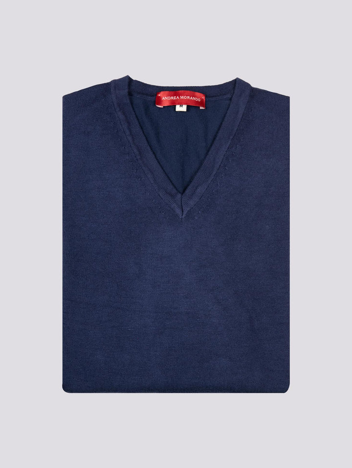 MAGLIA SCOLLO A V BLU COBALTO 3003900 278 ANDREA MORANDO 