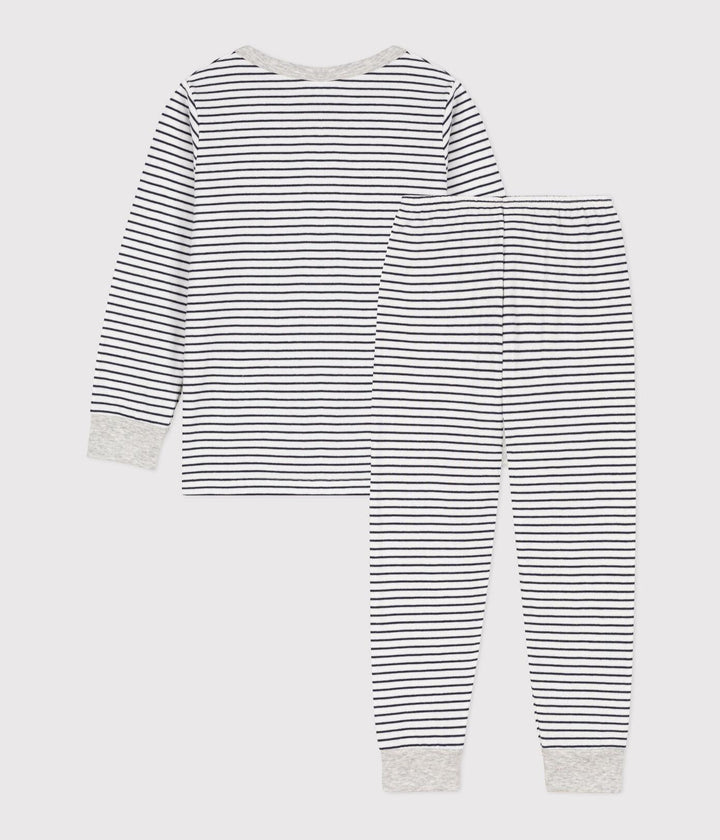 PIGIAMA BAMBINO UNISEX IN TUBIQUE A RIGHE A085V 01 PETIT BATEAU 