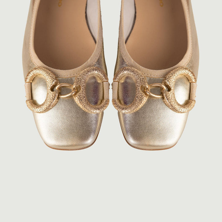 BALLERINE IN NAPPA METALLIZZATA ORO CON DETTAGLIO IN METALLO 4875NAPPA PLATINO ANDREA MORANDO 