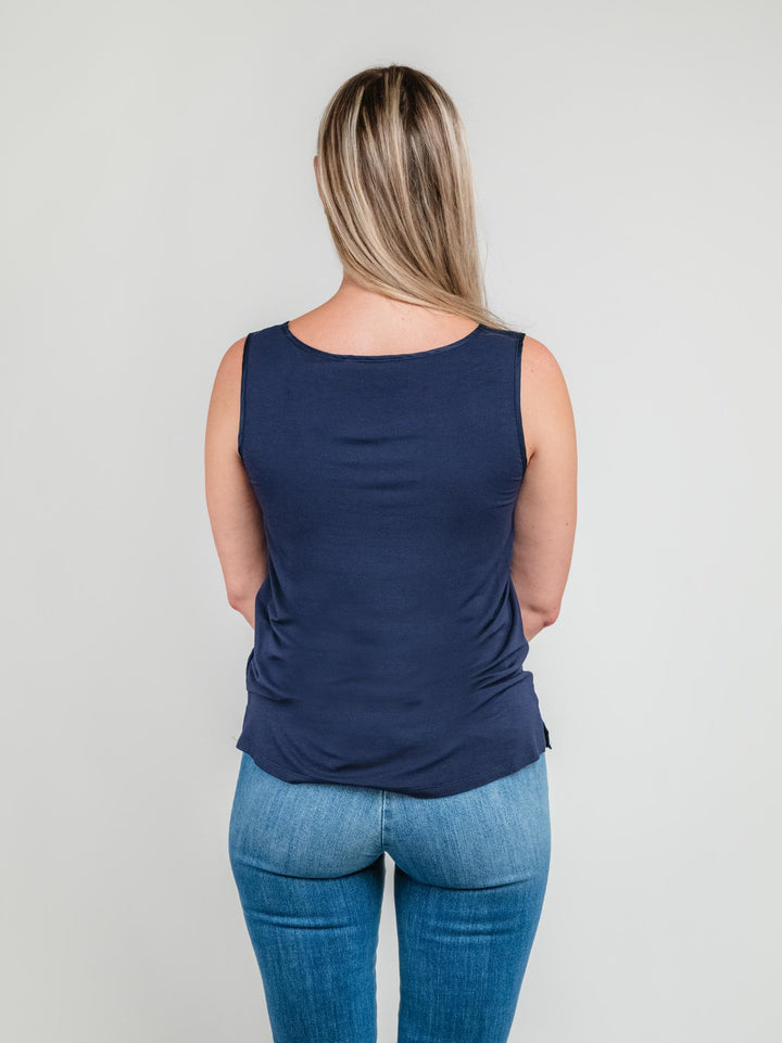 TOP SMANICATO IN RASO BLU 251C1048 304 ANDREA MORANDO 