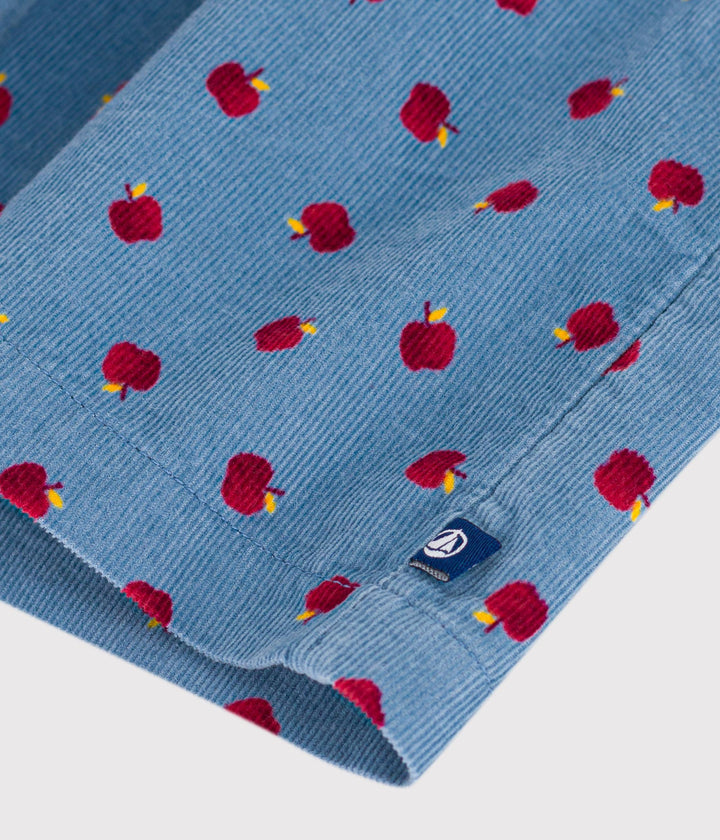 Abito a maniche lunghe in velluto a costine con mele A0E5S 01 PETIT BATEAU 