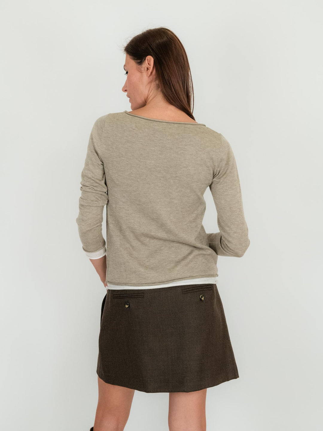Maglia beige con collo a barchetta 1275 040 ANDREA MORANDO 
