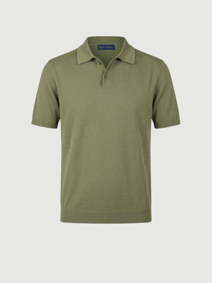 Polo in cotone extrafine verde oliva 5048126 369 ANDREA MORANDO 