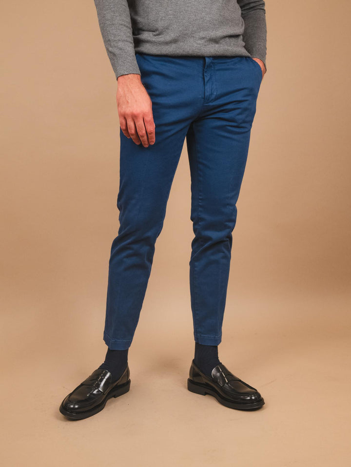 PANTALONE TASCA A FILO IN COTONE LISCIO BLU OCEANO OF1CT00P004 125 ANDREA MORANDO 