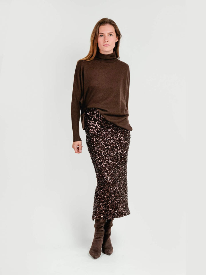 LONGUETTE CON PAILLETTES MARRONE G247132/03651 1403 ANDREA MORANDO 