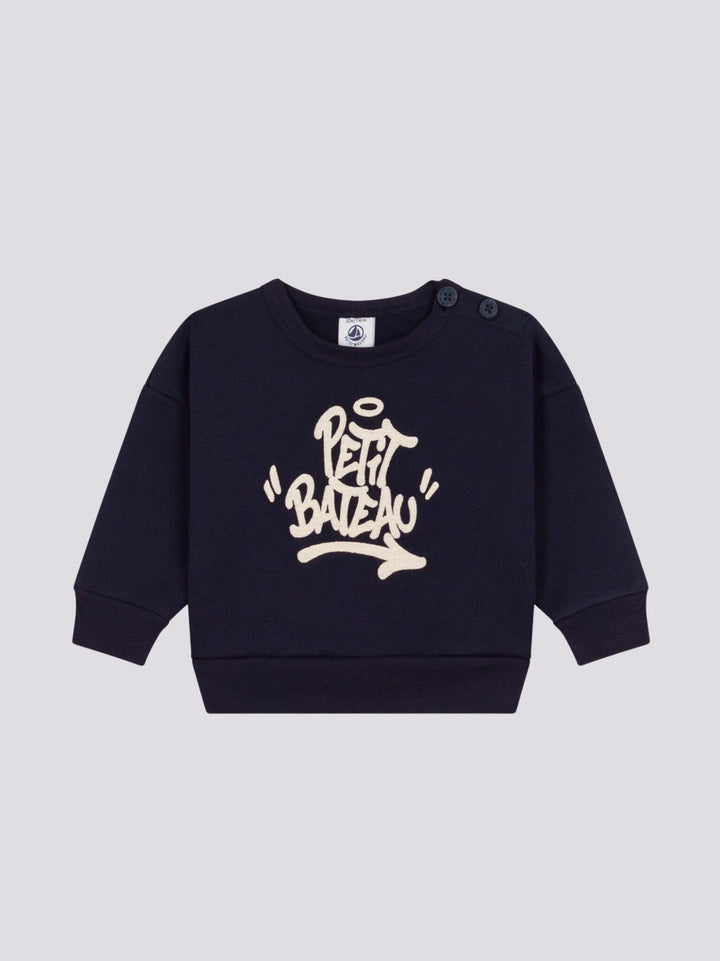 FELPA IN TESSUTO FELPATO BLU PER BEBÈ A08QP 03 PETIT BATEAU 