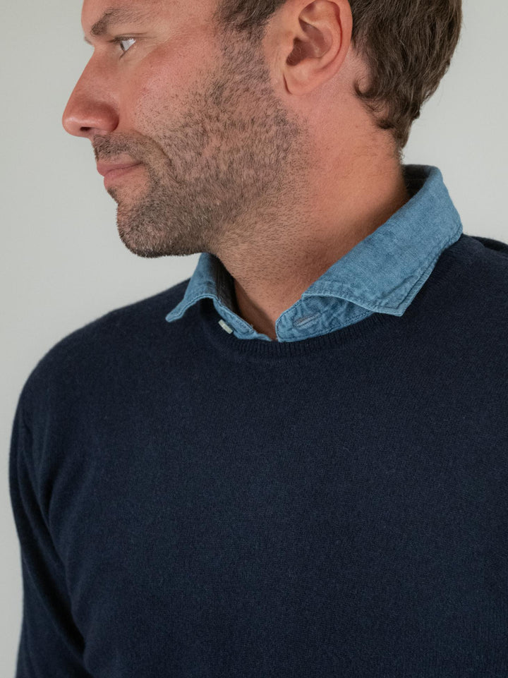 MAGLIA GIROCOLLO IN LANA MERINO BLU 0030 23 FIESOLI DANIELE 