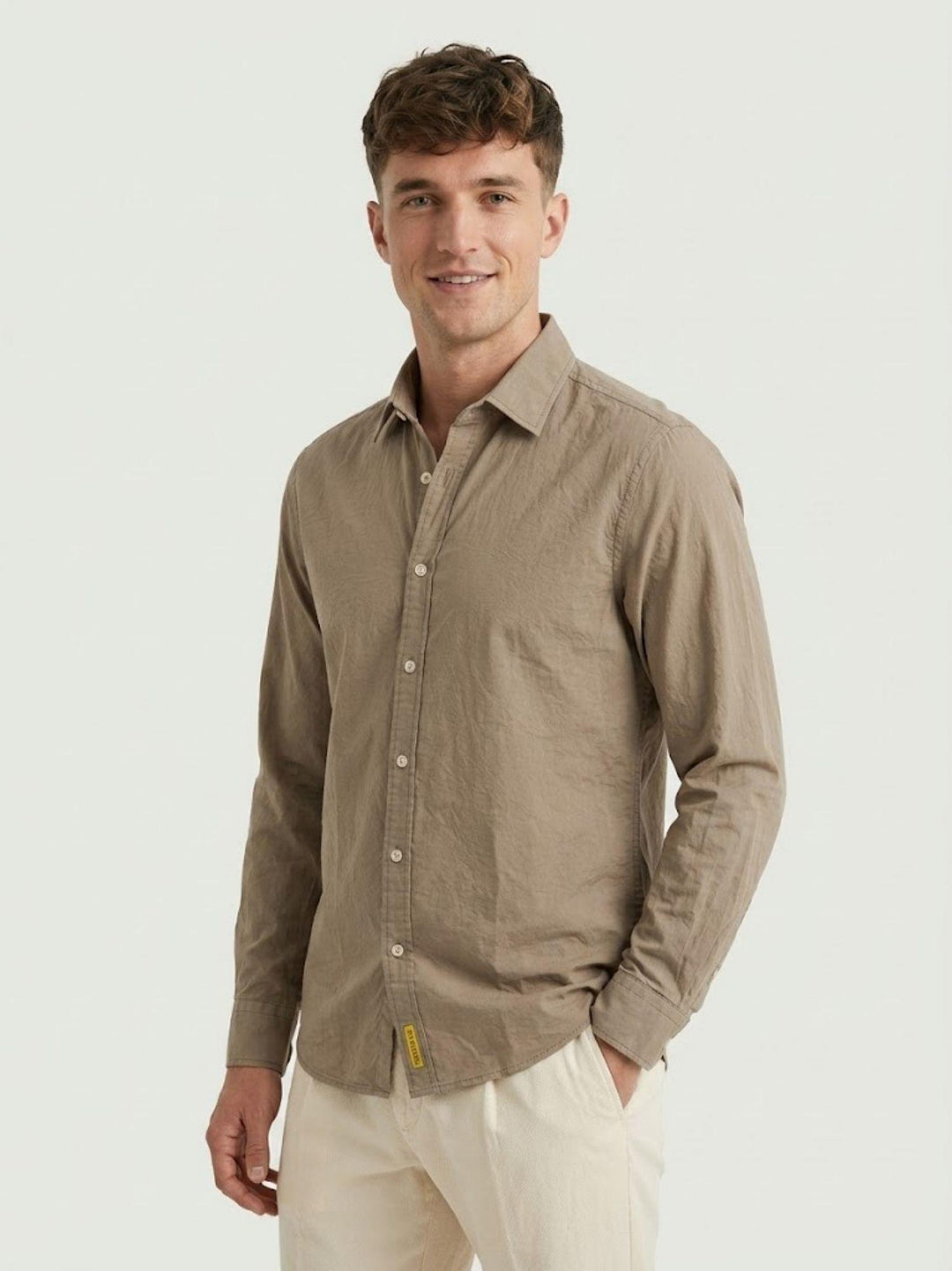 Camicia Brad  in mussola di cotone nocciola BRAD/TC171 M04 BAGGIES 