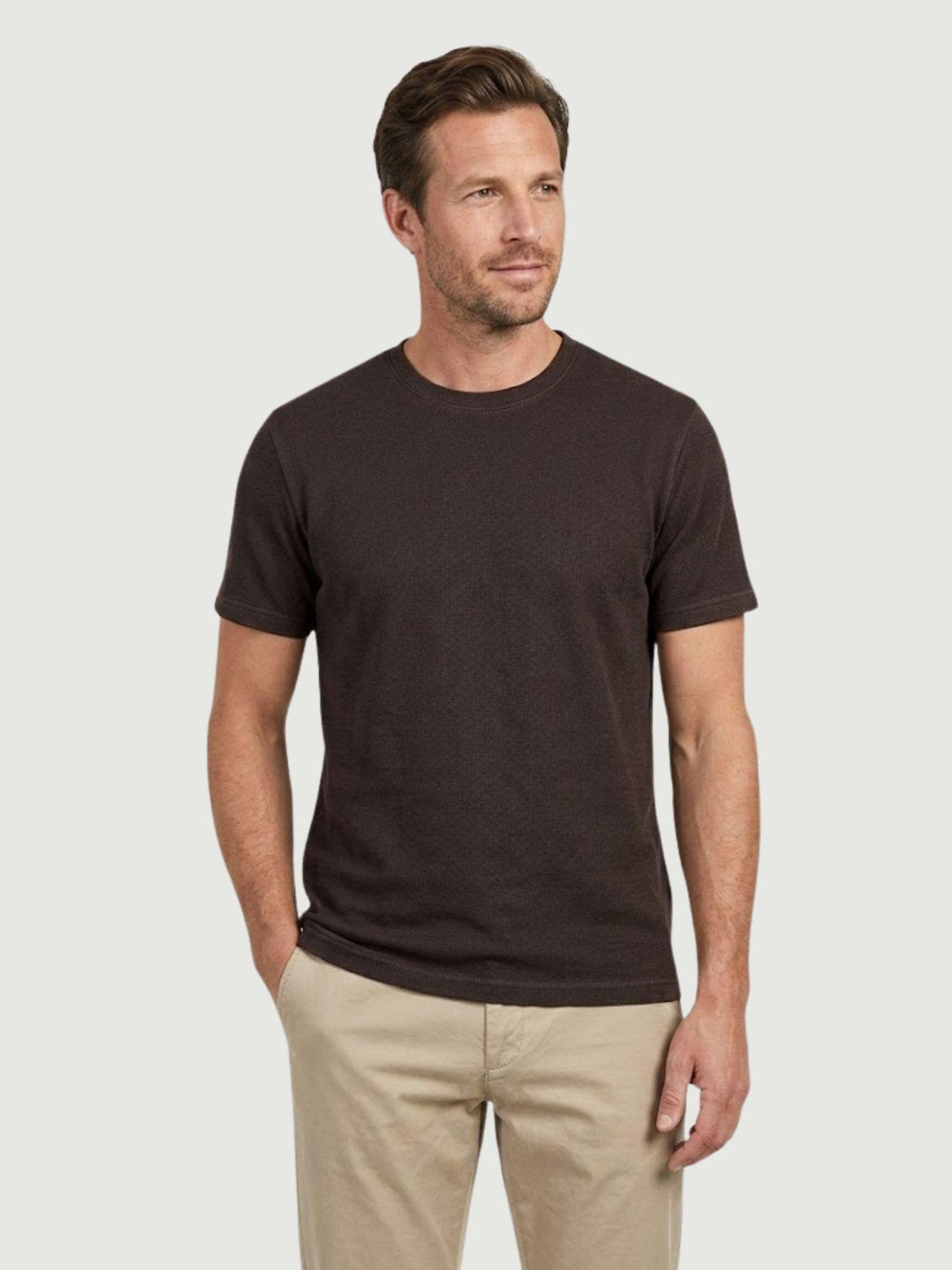 T-shirt piquet in cotone moka 5800426 673 ANDREA MORANDO 