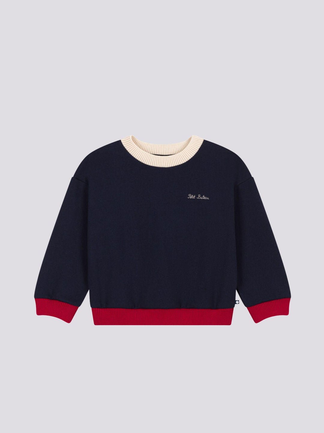 FELPA GIROCOLLO ROSSO BLU E PANNA A0832 06 PETIT BATEAU 
