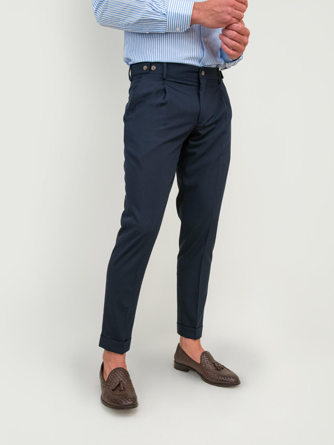 PANTALONE CON PINCES BLU GALILEO BLU ANDREA MORANDO 