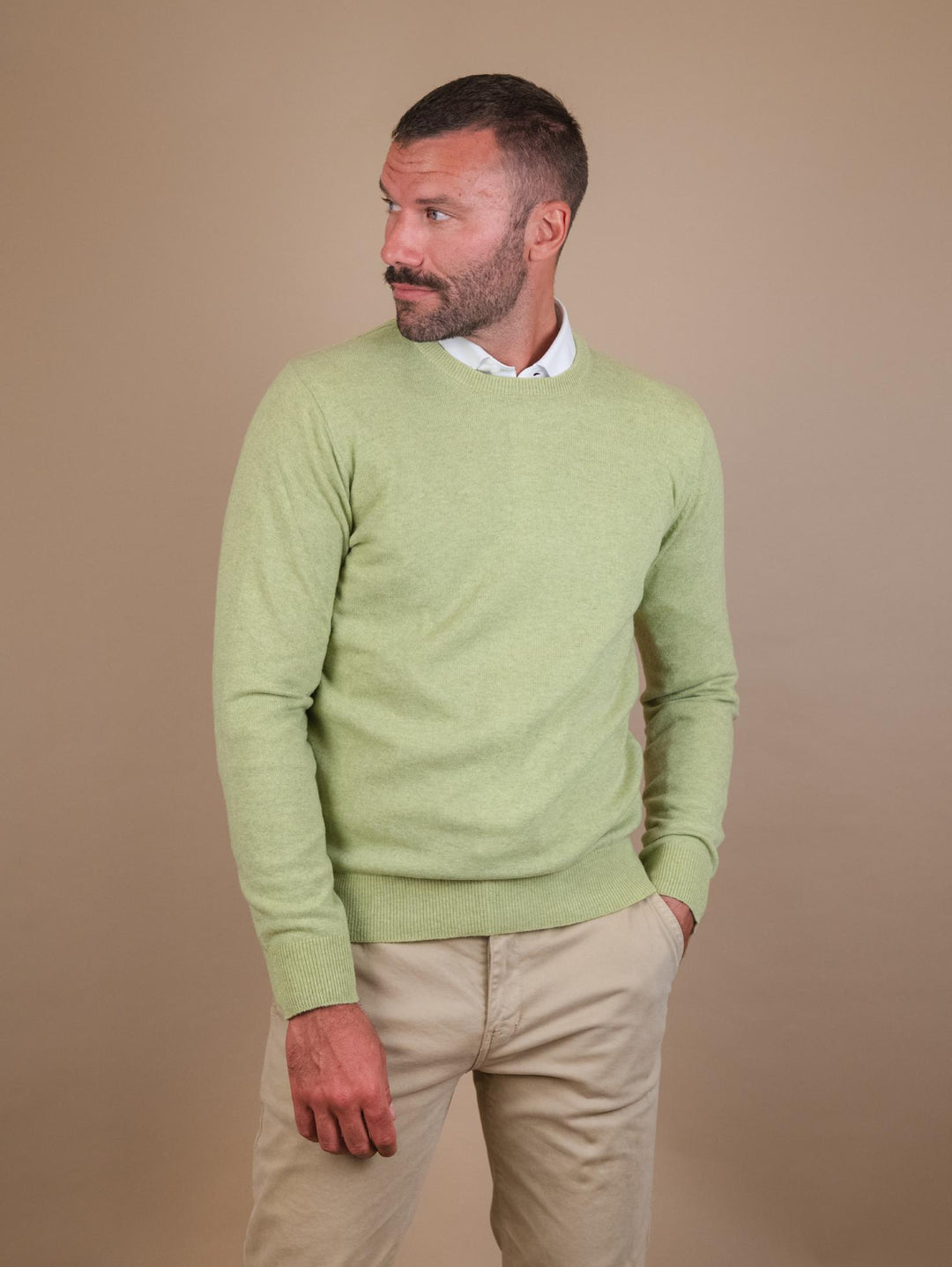GIROCOLLO IN LANA MISTO CASHMERE VERDE 8150223 382 ANDREA MORANDO 