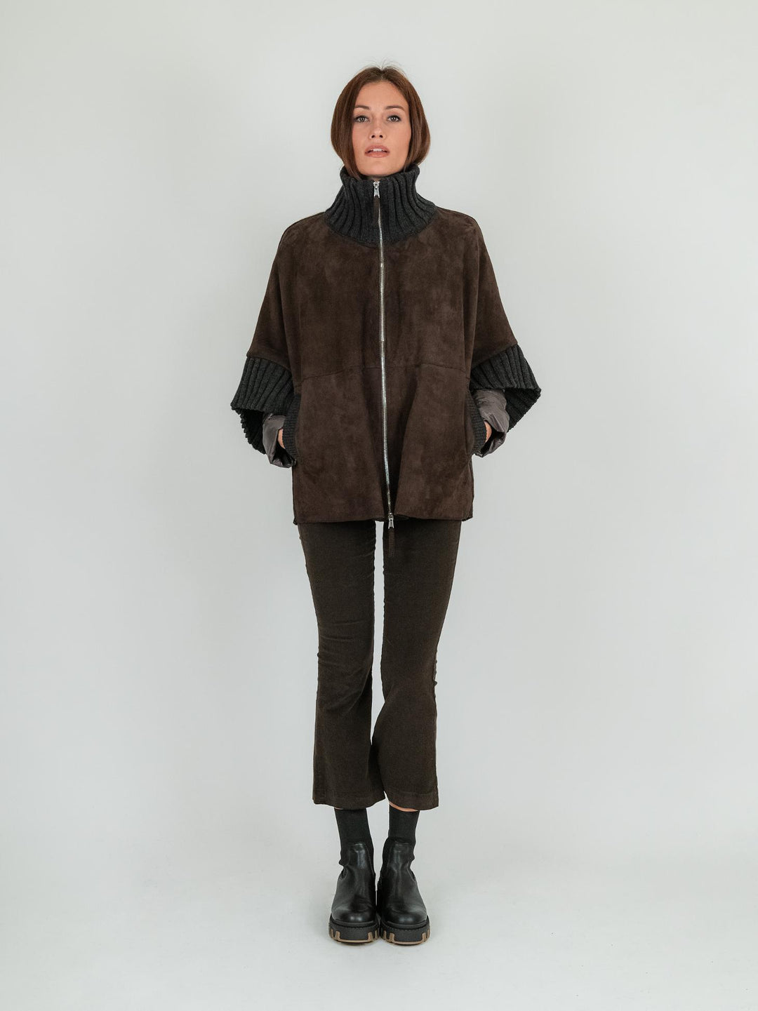 GIACCA MANTELLA ADELE CON PIUMINO 3 IN UNO TESTA MORO ADELE KNIT 618 JACK LEATHER 