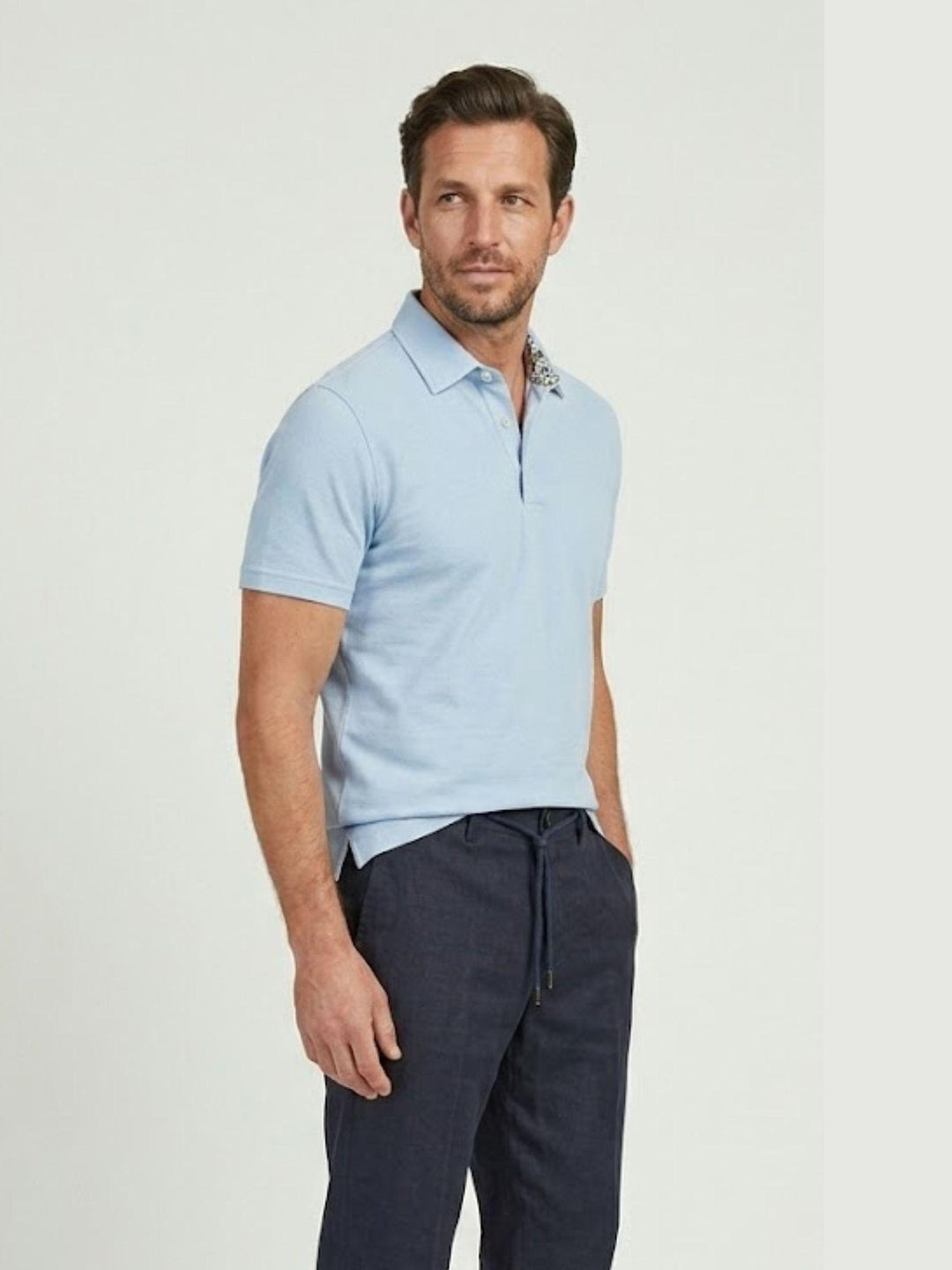 Polo in cotone piquet azzurro chiaro BU26S07POPIQUETCOGMT 240 ANDREA MORANDO 