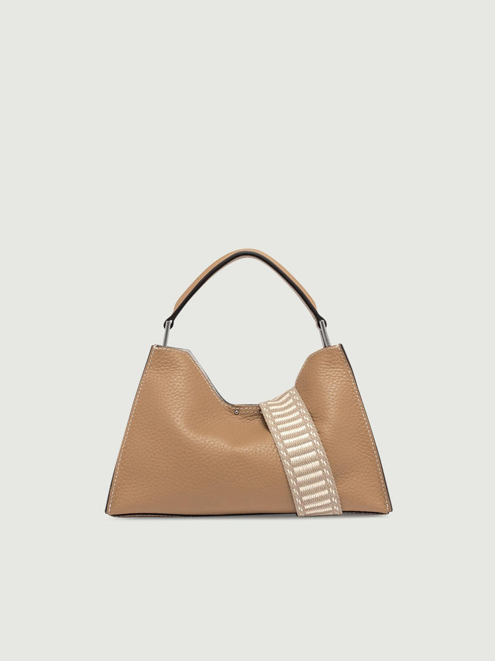 Borsa a spalla Aurora in pelle martellata nature-sabbia BS 10565 RNGDBL-NA 13450 GIANNI CHIARINI 