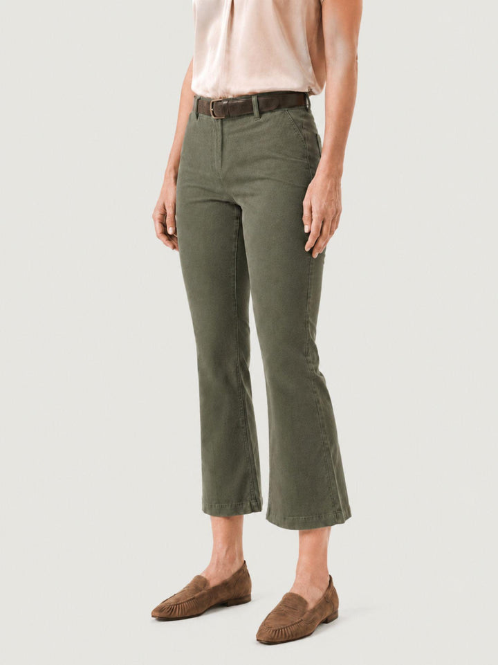 Pantalone a trombetta in cotone verde 824MA SALVIA ANDREA MORANDO 