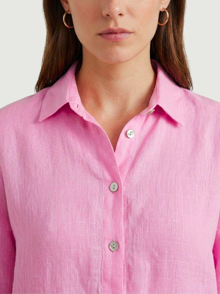 Camicia in lino rosa 6CM05526 629 ANDREA MORANDO 