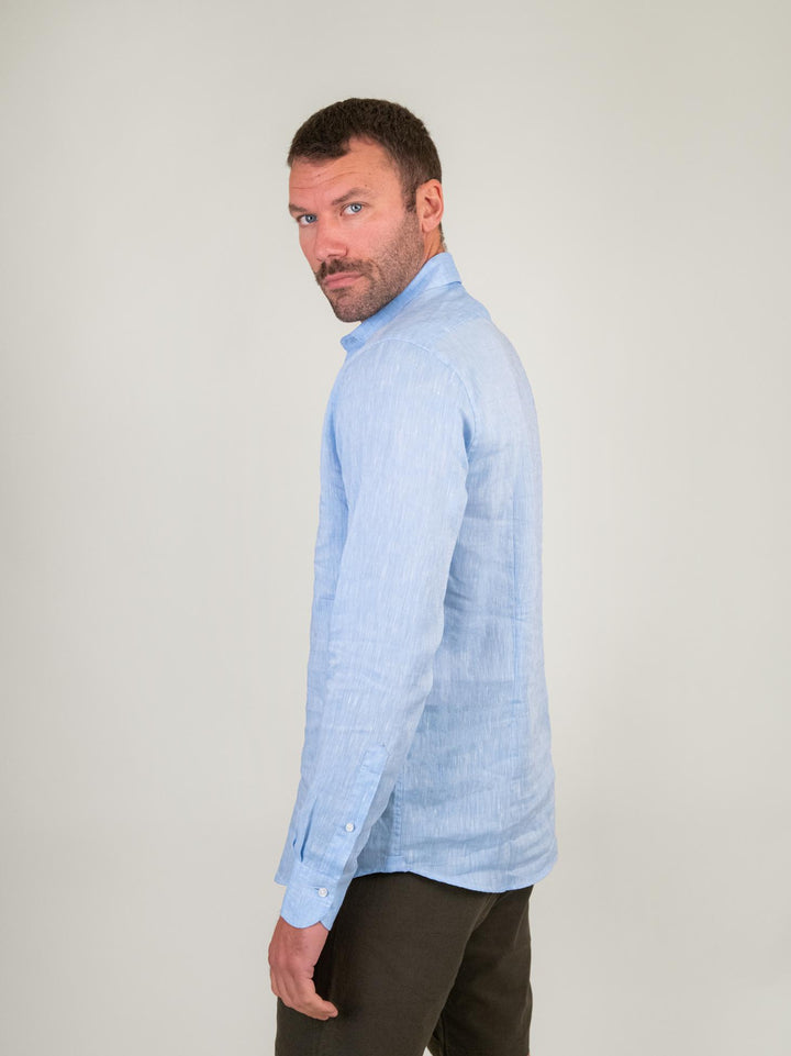 CAMICIA IN LINO AZZURRO MELANGE ARTHUR 06 DEPERLU 