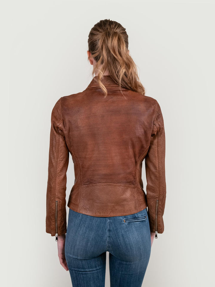 CHIODO IN PELLE TRAFORATA CUOIO ANTIGUA PERFO 05 JACK LEATHER 
