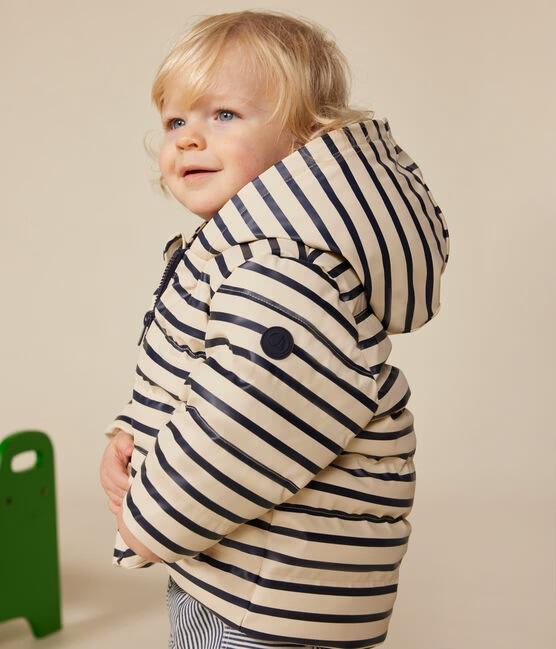 Piumino a righe biano e blu in pu A0B42 01 PETIT BATEAU 