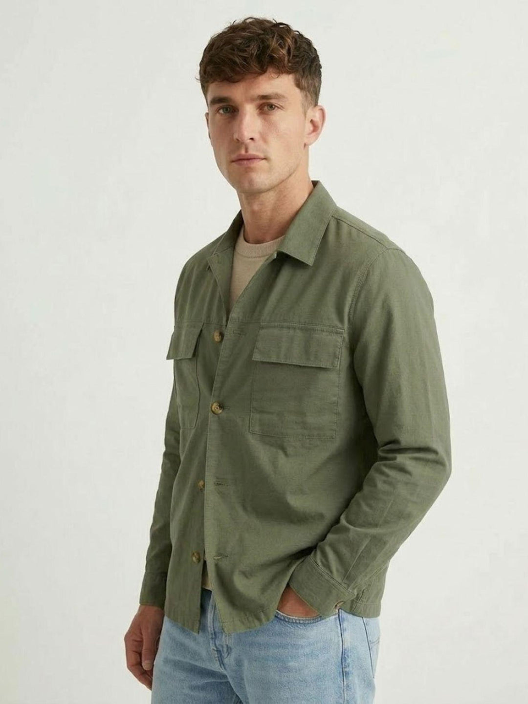 Camicia overshirt in cotone salvia 5455426 331 ANDREA MORANDO 