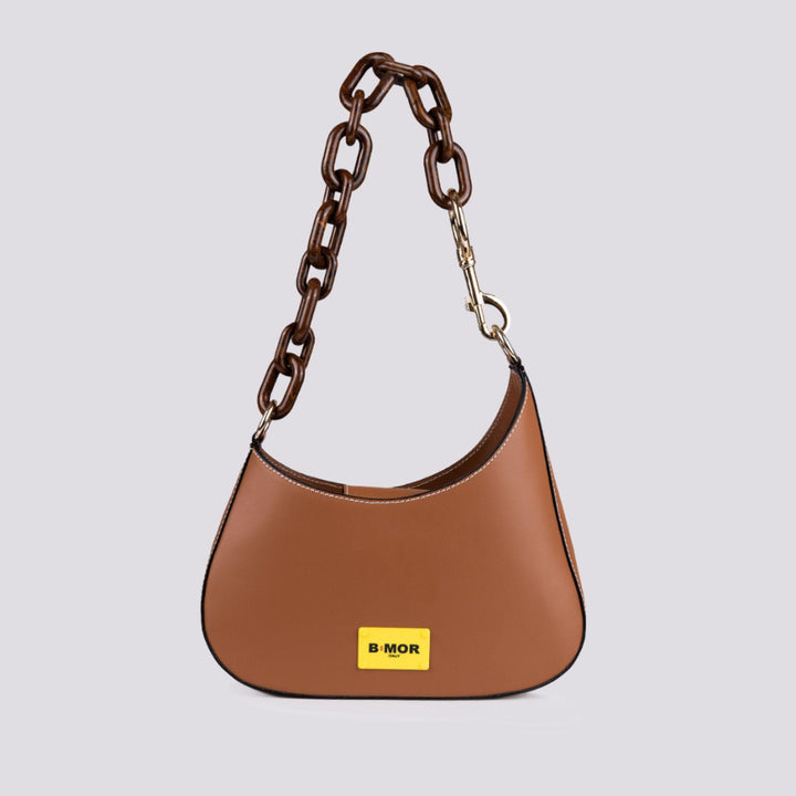 Borsa  Mini Curvy Con Tracolla In Osso  In Pelle cuoio MINI CURVY CUOIO BIMOR 