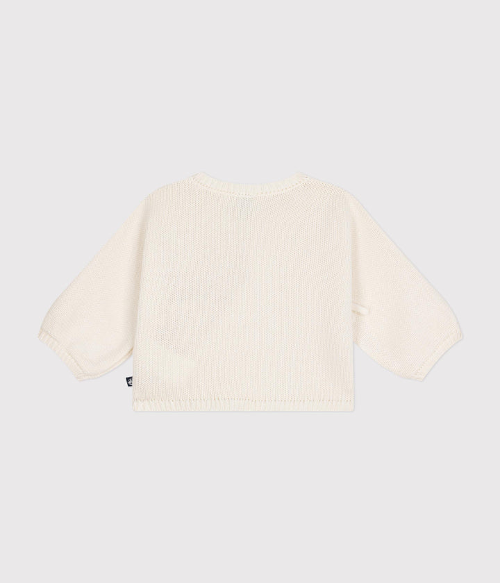 Cardigan con trecce in lana e cotone crema A0AXY 01 PETIT BATEAU 