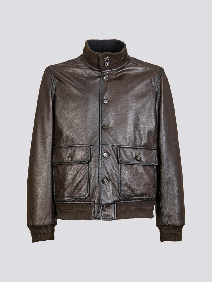 GIUBBOTTO IMBOTTITO IN PELLE MARRONE REVERSIBILE ARCR 06 JACK LEATHER 