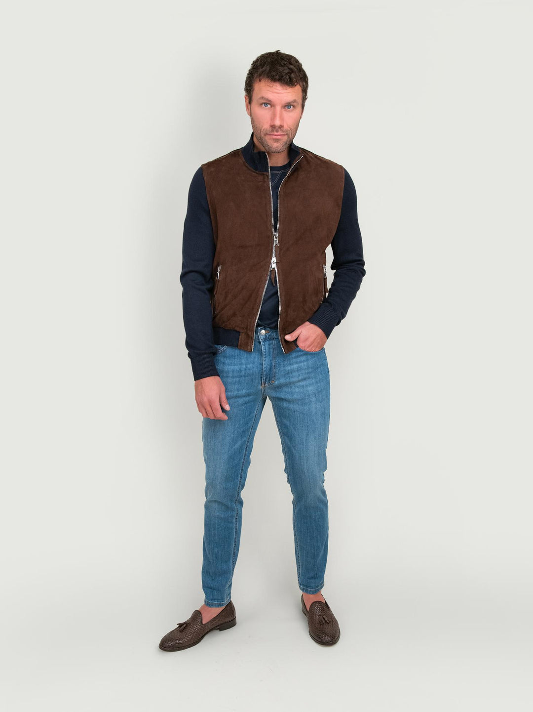 GIACCA LEGGERA IN CAMOSCIO E MAGLIA DEREK KNIT 309 JACK LEATHER 