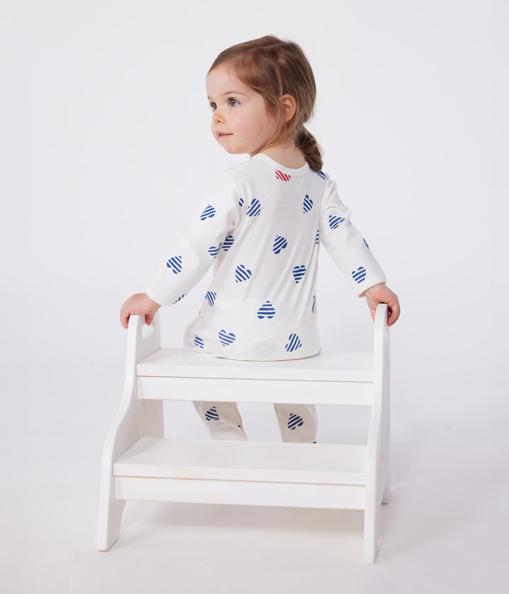 Pigiama in cotone a righe con cuori neonato