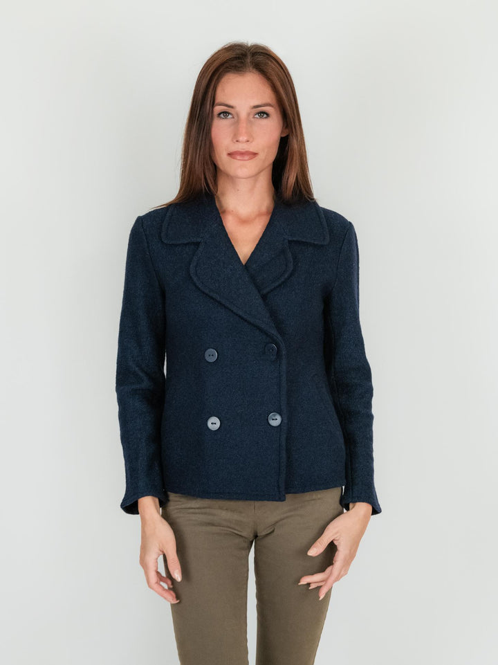 BLAZER DOPPIOPETTO IN LANA COTTA BLU 245C1183 304 ANDREA MORANDO 