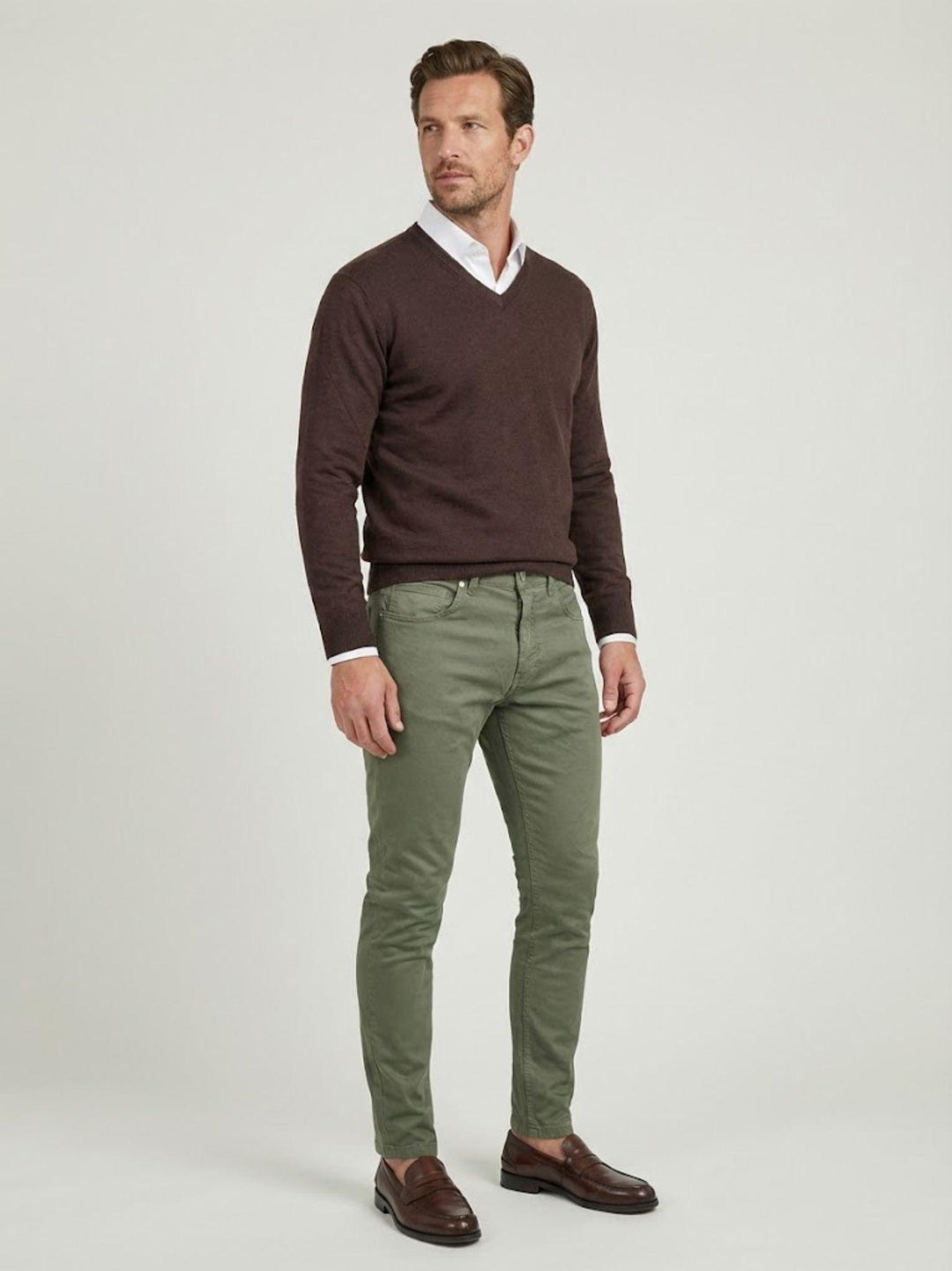 Pantalone cinque tasche in cotone salvia 7607GB SALVIA ANDREA MORANDO 