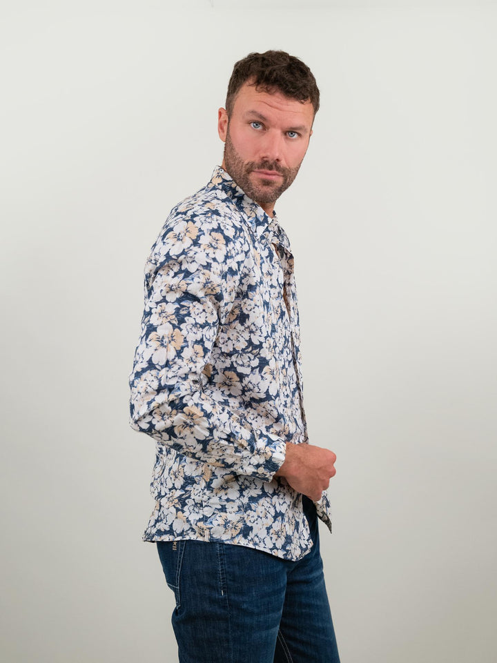 CAMICIA FLOREALE MISTO LINO