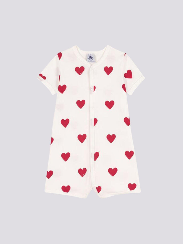 TUTINA CORTA BEBÈ IN COTONE A CUORI A09HG 01 PETIT BATEAU 