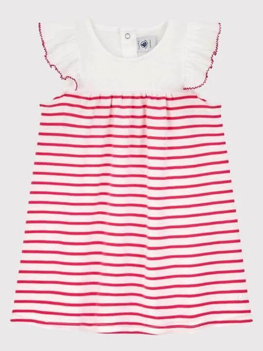 ABITO SENZA MANICHE BIANCO E ROSSO A00KZ 1 PETIT BATEAU 