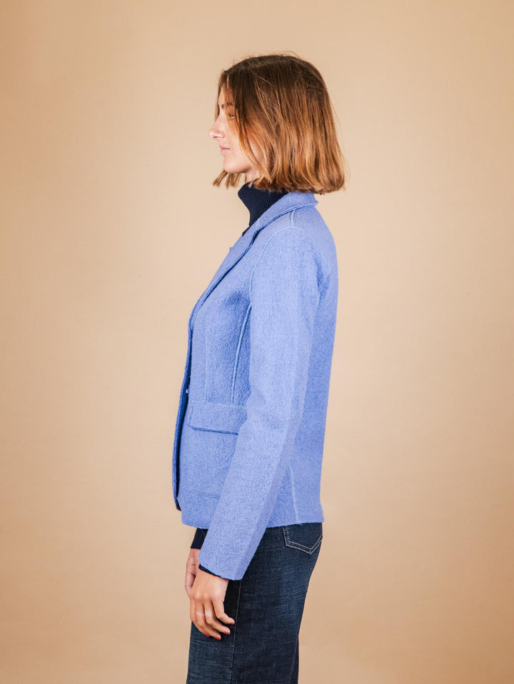 GIACCA SFODERATA IN LANA COTTA AZZURRA 2371574 082 ANDREA MORANDO 