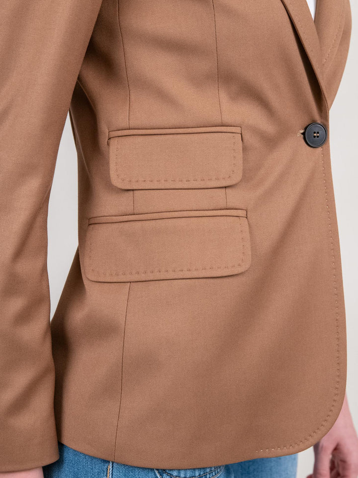 BLAZER MONOPETTO IN TESSUTO ELASTICIZZATO CAMMELLO 93353VST 51 ANDREA MORANDO 
