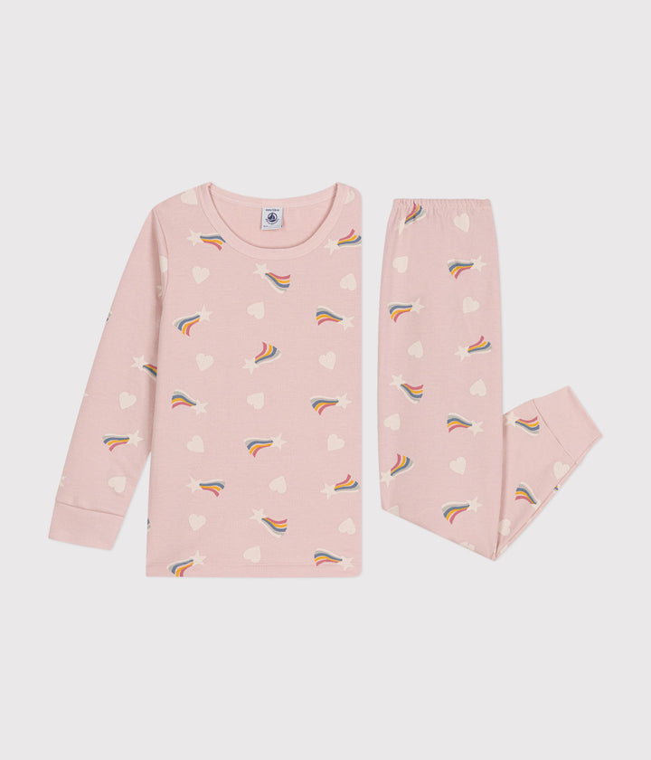 Pigiama in tessuto felpato con stelle e cuoricini A0B85 01 PETIT BATEAU 