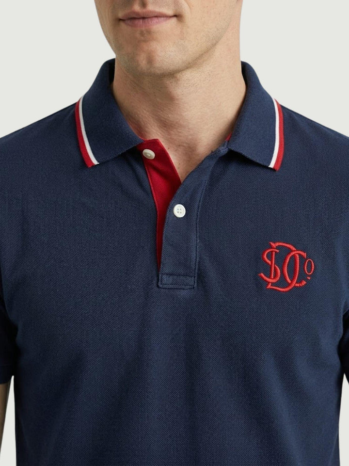 Polo piquet Monogram blu navy rosso M1110465A MZ9 SUPERDRY 