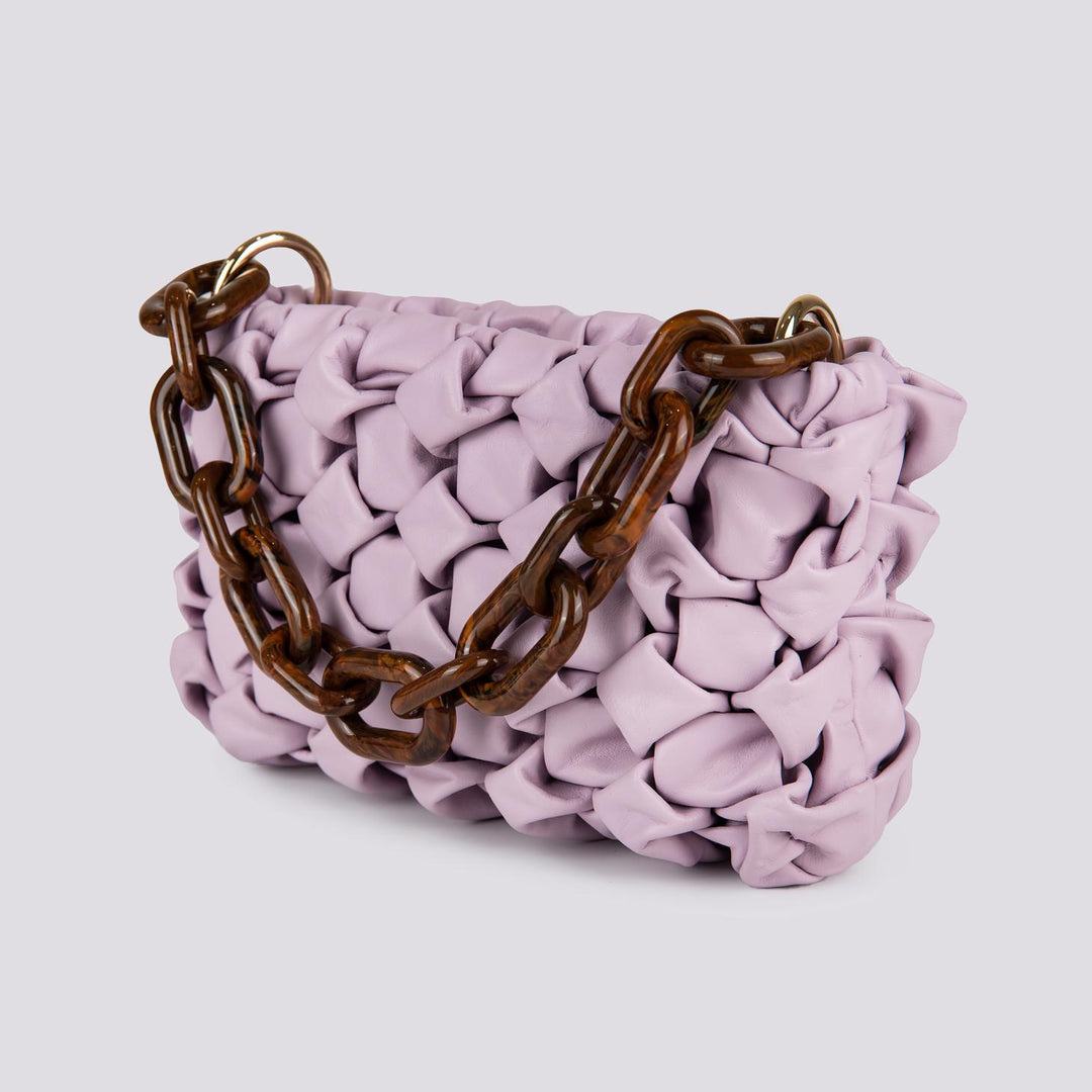 Borsa Curly In Pelle Intrecciata lilla CURLY LILLA BIMOR 