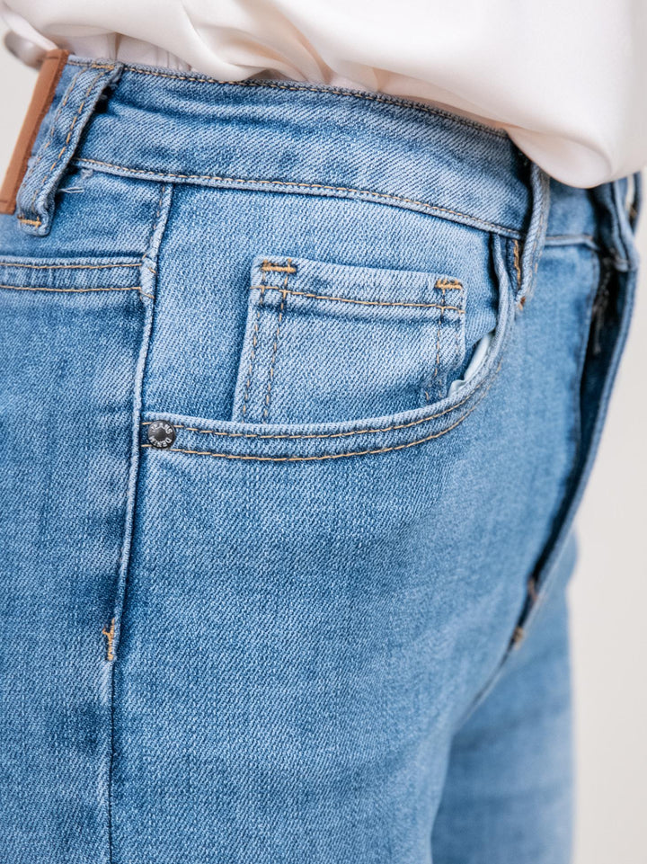 JEANS 5 TASCHE SFRANGIATO IN DENIM CHIARO 1356 DENIM CHIARO ANDREA MORANDO 
